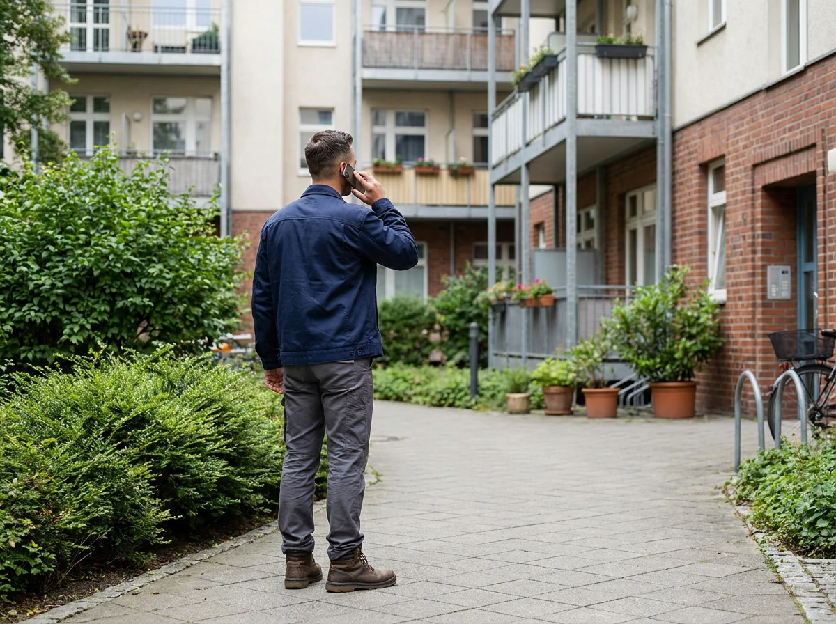 Ein zuverlässiger Partner für Gebäudeservice in Berlin Losoma Ansprechpartner vor einer Berliner Wohnimmobilie
